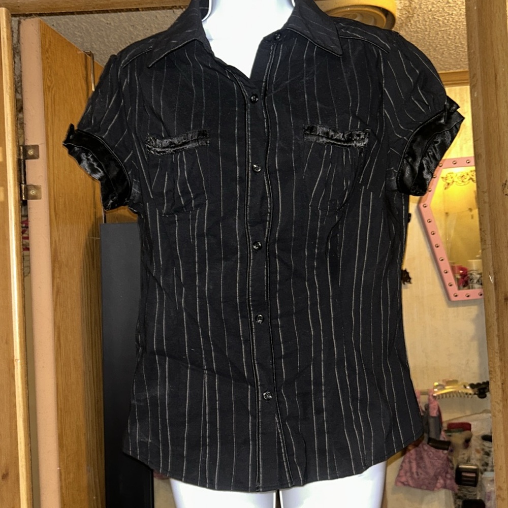 Rampage Button Up Blouse with Silk Accents (Vintage)